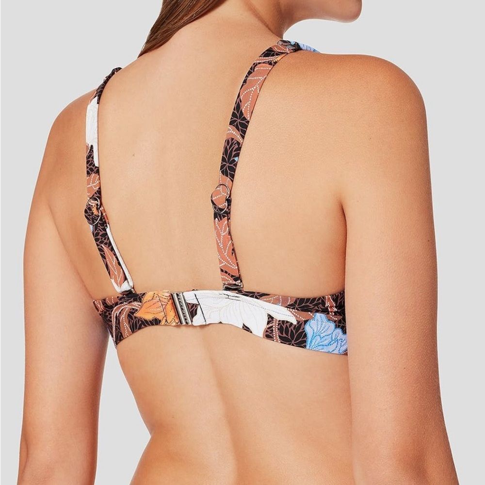 NWT Seafolly Boheme Longline Triangle Bikini Top Size 4 US Black Floral Bohemian - Picture 4 of 14